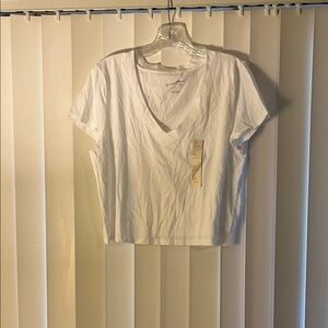 2 Universal Thread White V-Neck Short Sleeve Crop Tees! You get 2 tees!